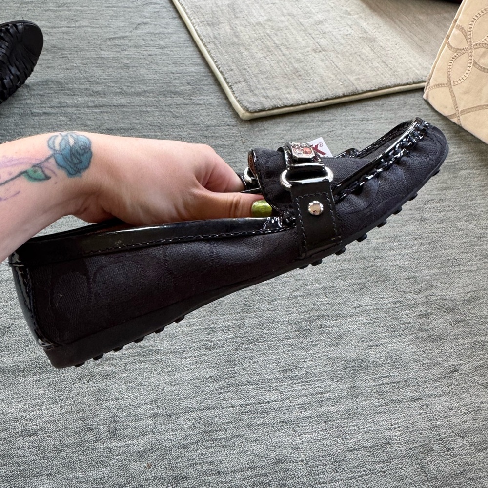 Coach Black Loafers with Silver Buckles - Picture 3 of 6